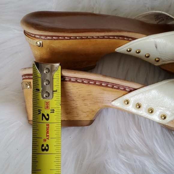 Vtg Coach Off White Cream   Mules with Wooden Bottom  Sz 8 - Picture 5 of 16